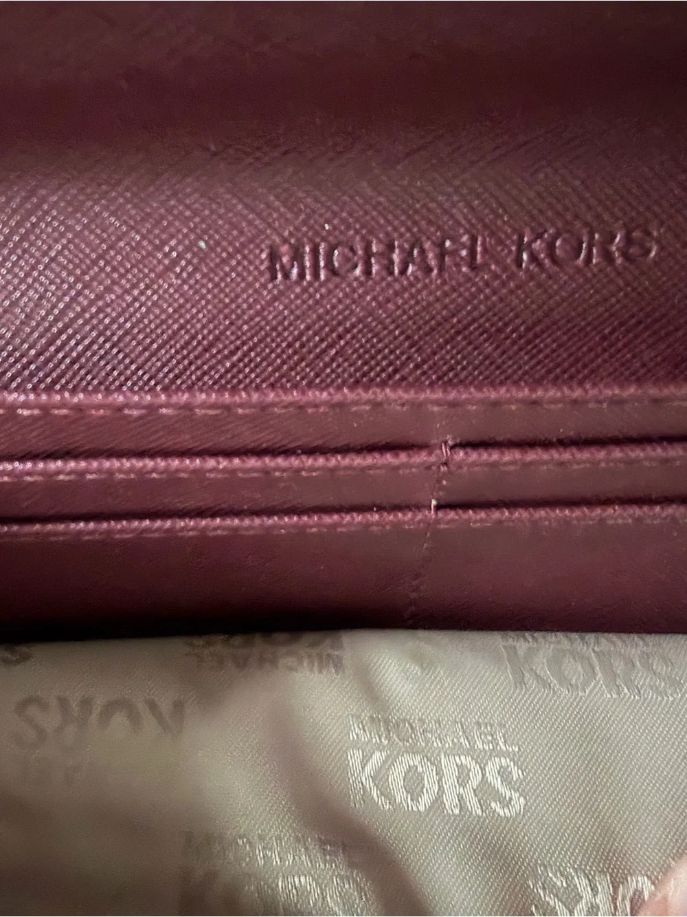 Michael Kors Quilted Studded Wallet - Plum with Gold Accents